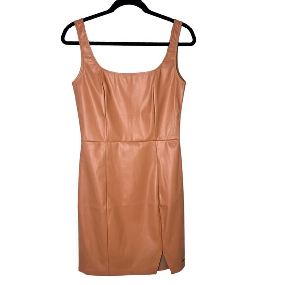 NWT n:PHILANTHROPY Nuevo Vegan Leather Sleeveless Mini Dress in Camel Sz M - Picture 2 of 11